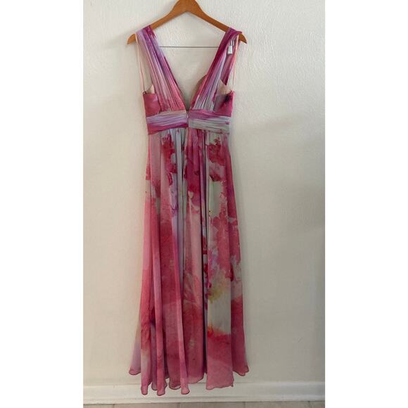 Fame and Partners Valencia Watercolor Floral Maxi Dress Split Empire Chiffon 6 - Picture 7 of 17